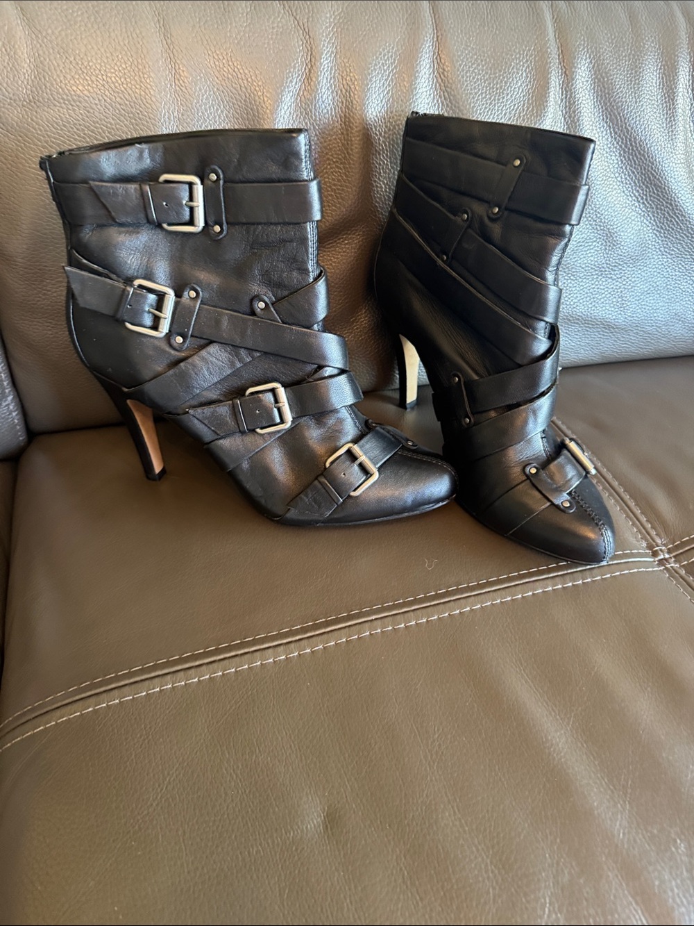 Report Black Strappy Buckle Ankle Boots